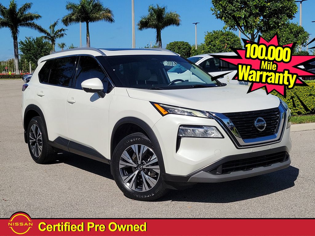 Pearl White Tricoat 2021 Nissan Rogue SV AWD SUV / Crossover All-Wheel Drive Continuously Variable Transmission