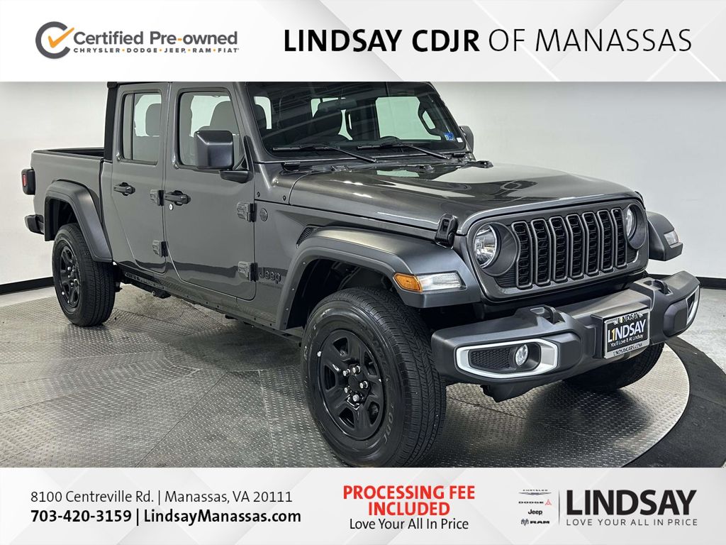 Gray (Granite Crystal Metallic Clearcoat) 2024 Jeep Gladiator Sport Crew Cab 4WD Pickup Truck Four-Wheel Drive 8-Speed Automatic