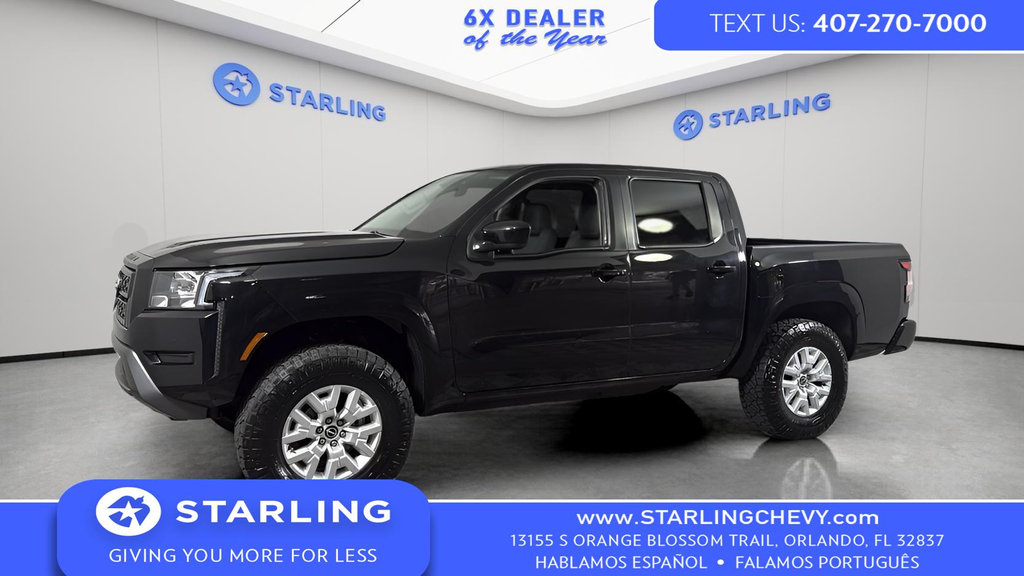 Super Black 2022 Nissan Frontier SV Crew Cab 4WD Pickup Truck Four-Wheel Drive 9-Speed Automatic