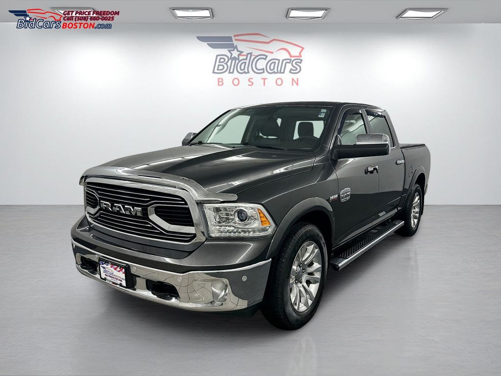 Gray (Granite Crystal Metallic Clearcoat) 2018 RAM 1500 Laramie Longhorn Crew Cab 4WD Pickup Truck Four-Wheel Drive 8-Speed Automatic