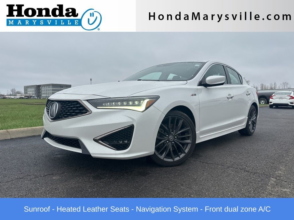 Platinum White Pearl 2019 Acura ILX FWD with Premium and A-Spec Package Sedan Front-Wheel Drive 8-Speed Dual Clutch