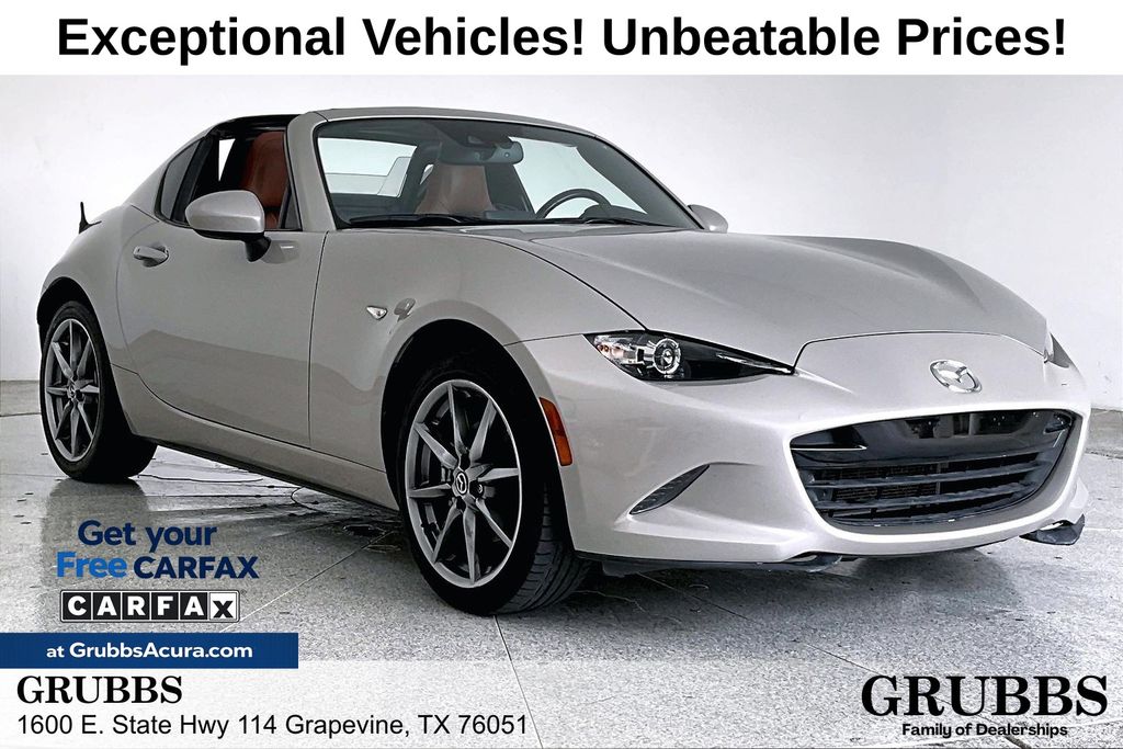 Gray (Platinum Quartz Metallic) 2022 Mazda MX-5 Miata RF Grand Touring RWD Convertible Rear-Wheel Drive 6-Speed Manual