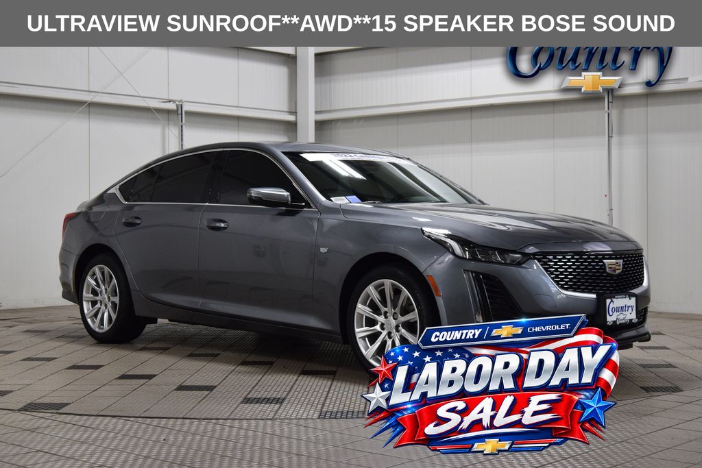 Gray (Steel Metallic) 2022 Cadillac CT5 Sedan All-Wheel Drive Automatic