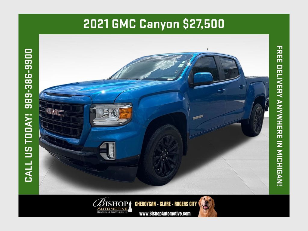 Dynamic Blue Metallic 2021 GMC Canyon Pickup Truck Four-Wheel Drive 8-Speed Automatic