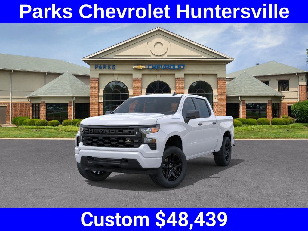 Summit White 2026 Chevrolet Silverado 1500 Custom Crew Cab 4WD Pickup Truck Four-Wheel Drive 8-Speed Automatic