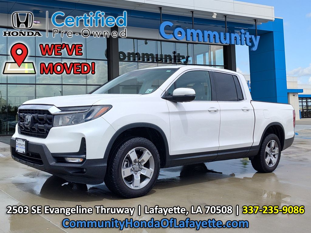 Platinum White Pearl 2025 Honda Ridgeline RTL AWD Pickup Truck All-Wheel Drive 9-Speed Automatic
