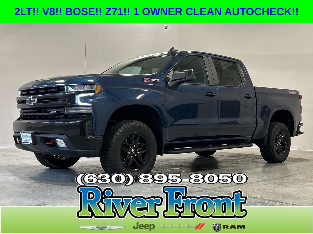 Northsky Blue Metallic 2021 Chevrolet Silverado 1500 LT Trail Boss Crew Cab 4WD Pickup Truck Four-Wheel Drive Automatic