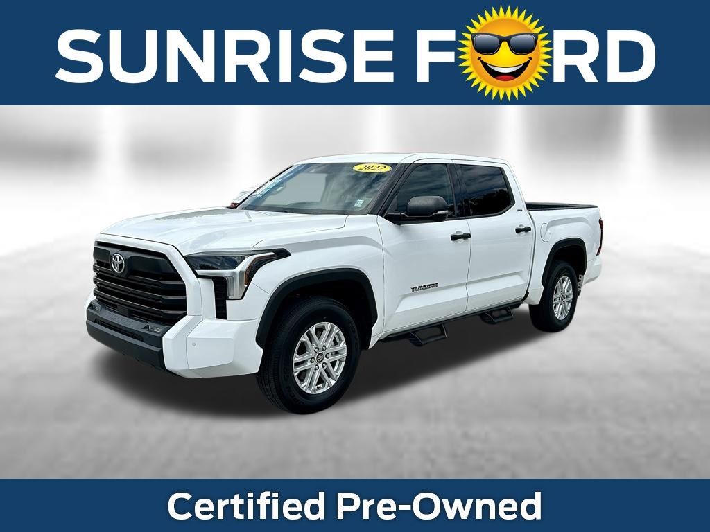 White 2022 Toyota Tundra SR5 CrewMax Cab 4WD Pickup Truck Four-Wheel Drive Automatic