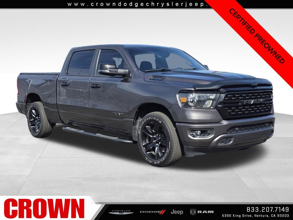 Gray (Granite Crystal Metallic Clearcoat) 2023 RAM 1500 Big Horn Crew Cab RWD Pickup Truck 4X2 8-Speed Automatic