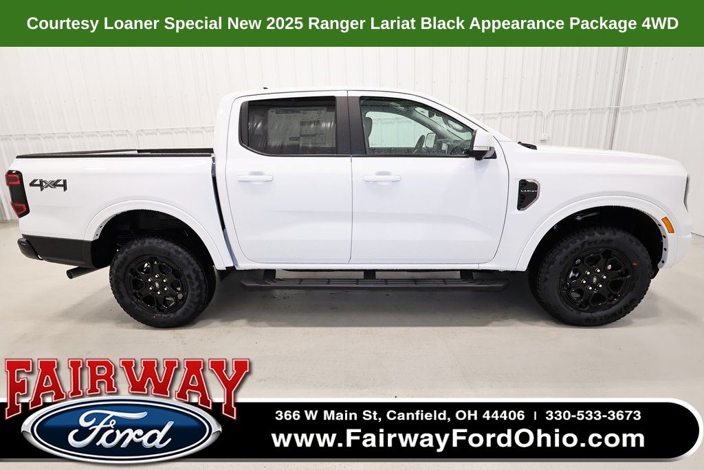 Oxford White 2025 Ford Ranger Lariat SuperCrew 4WD Pickup Truck Four-Wheel Drive Automatic