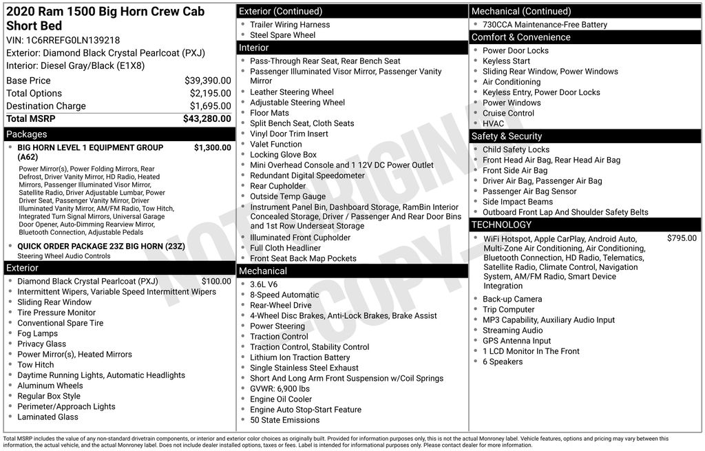 Used Car 2020 Ram 1500  Big Horn/lone Star For Sale Under $20,000 In Austin, Texas