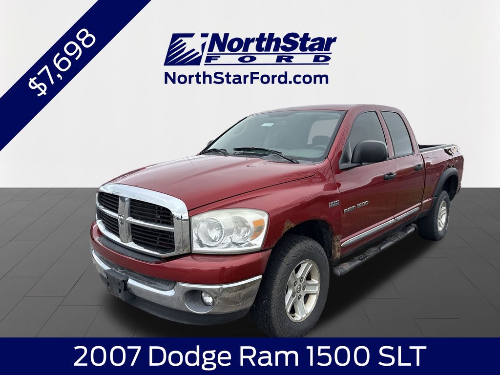 Inferno Red Crystal Pearl 2007 Dodge RAM 1500 SLT Quad Cab 4WD Pickup Truck Four-Wheel Drive 5-Speed Automatic