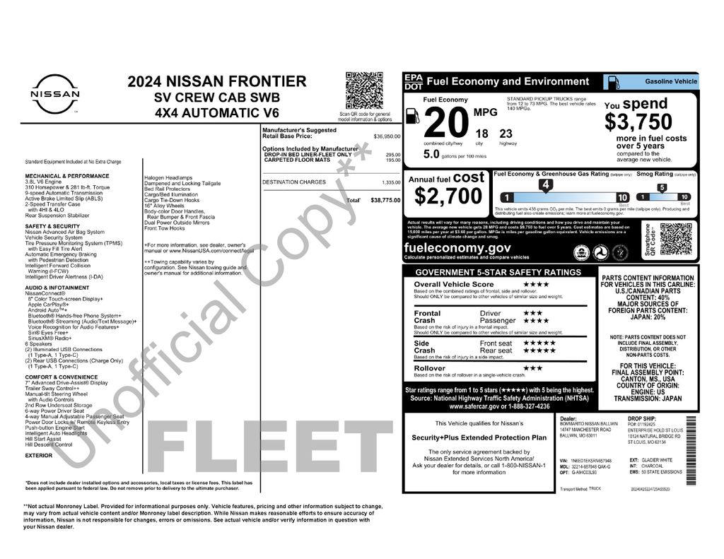 2024 Nissan Frontier Crew Cab SV 4x4