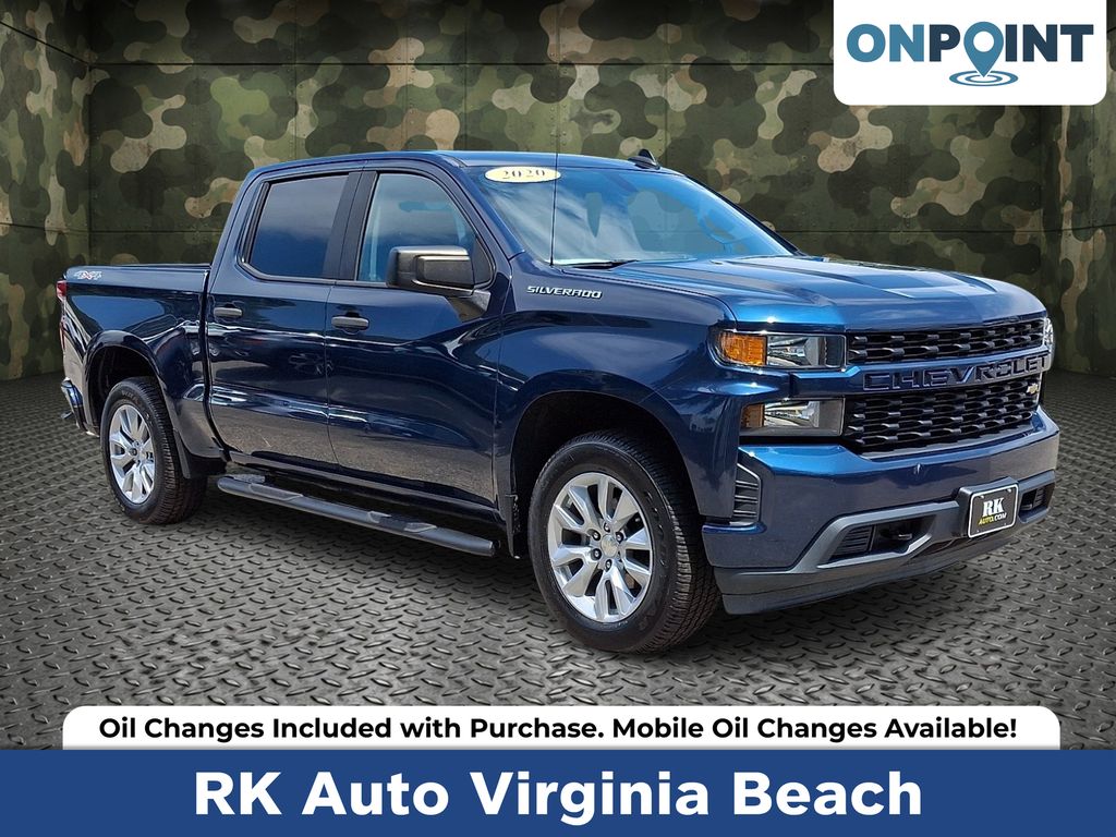 Northsky Blue Metallic 2020 Chevrolet Silverado 1500 Custom Crew Cab 4WD Pickup Truck Four-Wheel Drive 8-Speed Automatic