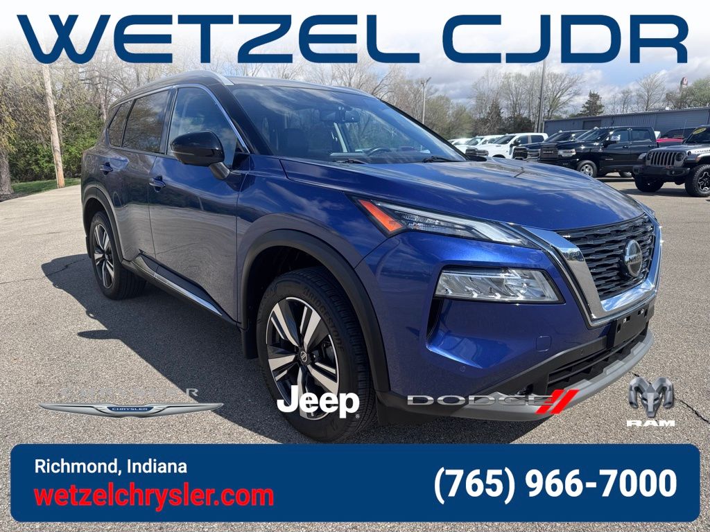 Caspian Blue Metallic/Super Black 2021 Nissan Rogue SL AWD SUV / Crossover All-Wheel Drive Continuously Variable Transmission