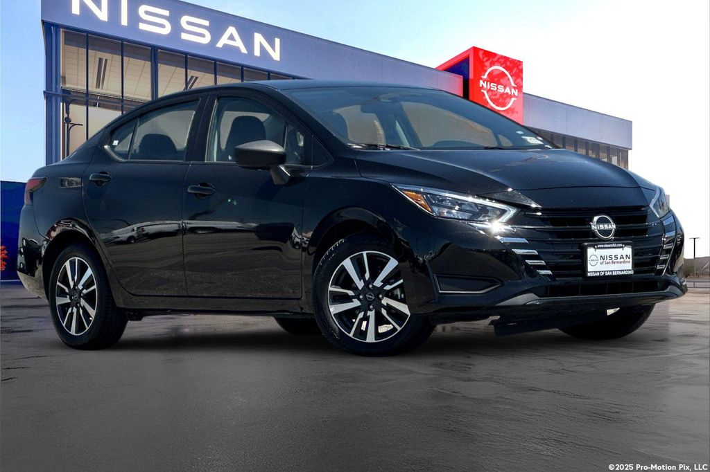 Super Black Metallic 2025 Nissan Versa Sedan Front-Wheel Drive Continuously Variable Transmission