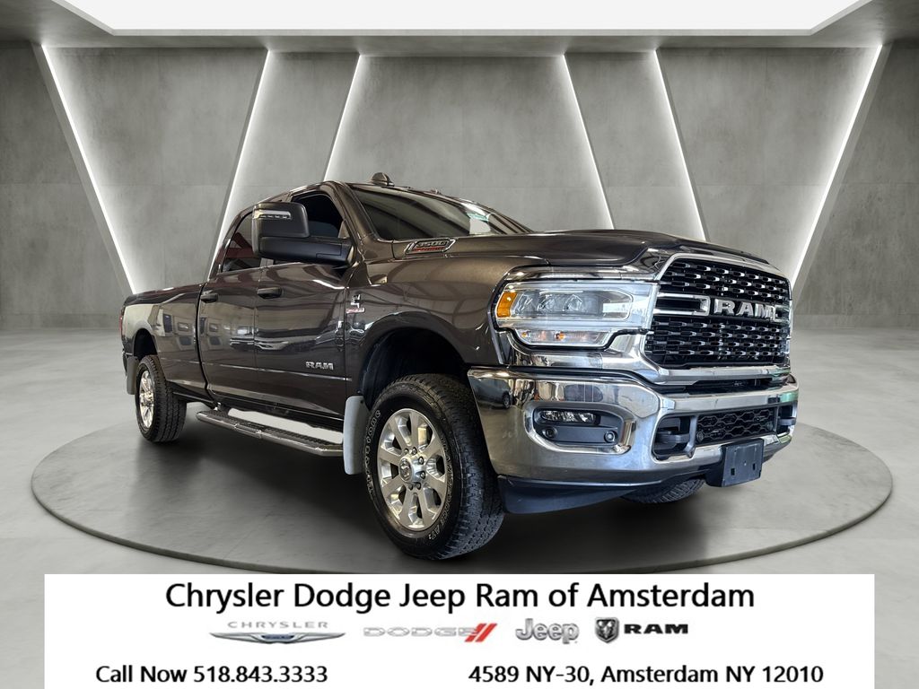 Gray (Granite Crystal Metallic Clearcoat) 2023 RAM 3500 Big Horn Crew Cab LB 4WD Pickup Truck Four-Wheel Drive 6-Speed Automatic