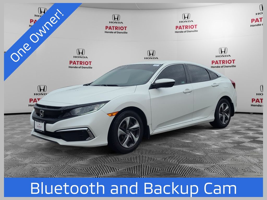 White 2019 Honda Civic LX FWD Sedan Front-Wheel Drive Continuously Variable Transmission