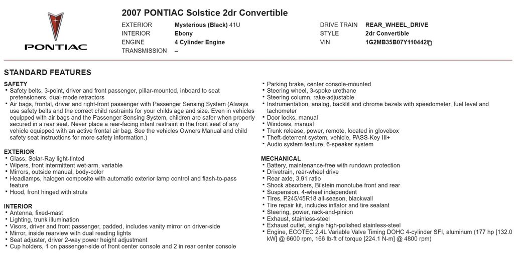 2007 Pontiac Solstice Base 21