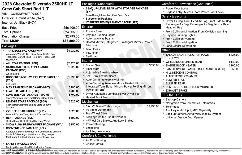 2026 Chevrolet Silverado 2500HD LT White at Klick Lewis Buick Chevrolet