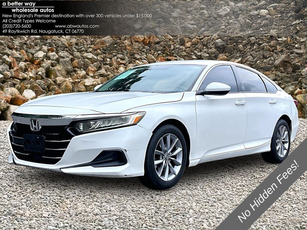 White 2021 Honda Accord Sedan Front-Wheel Drive Continuously Variable Transmission