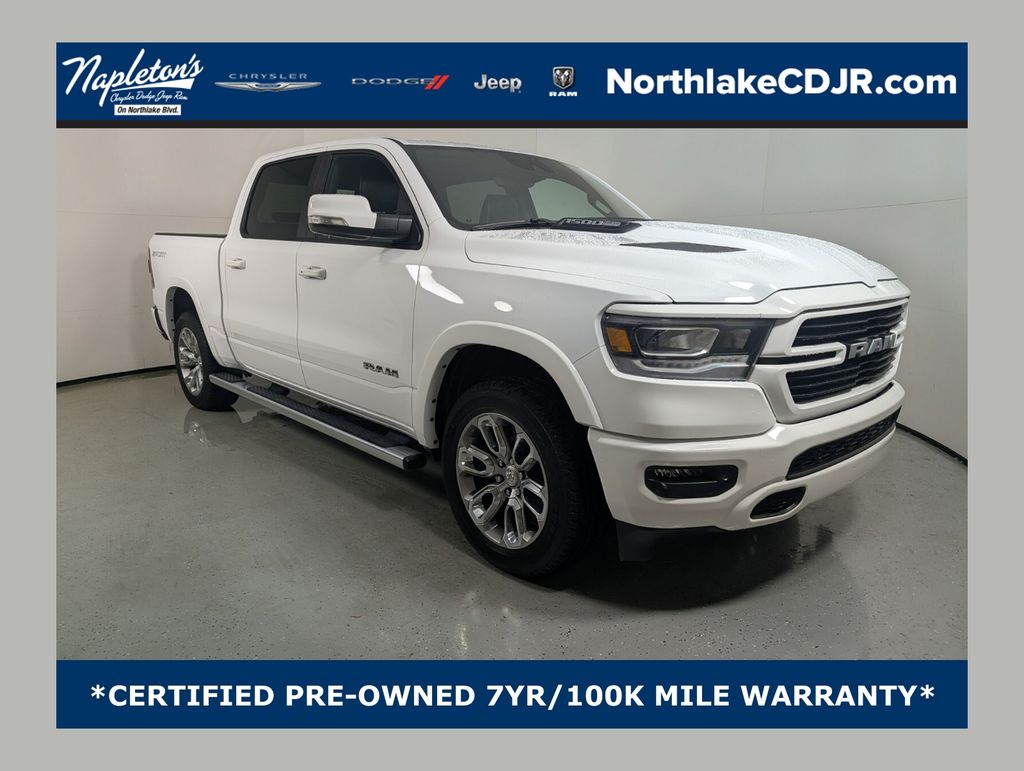 Bright White Clearcoat 2022 RAM 1500 Laramie Crew Cab 4WD Pickup Truck Four-Wheel Drive 8-Speed Automatic