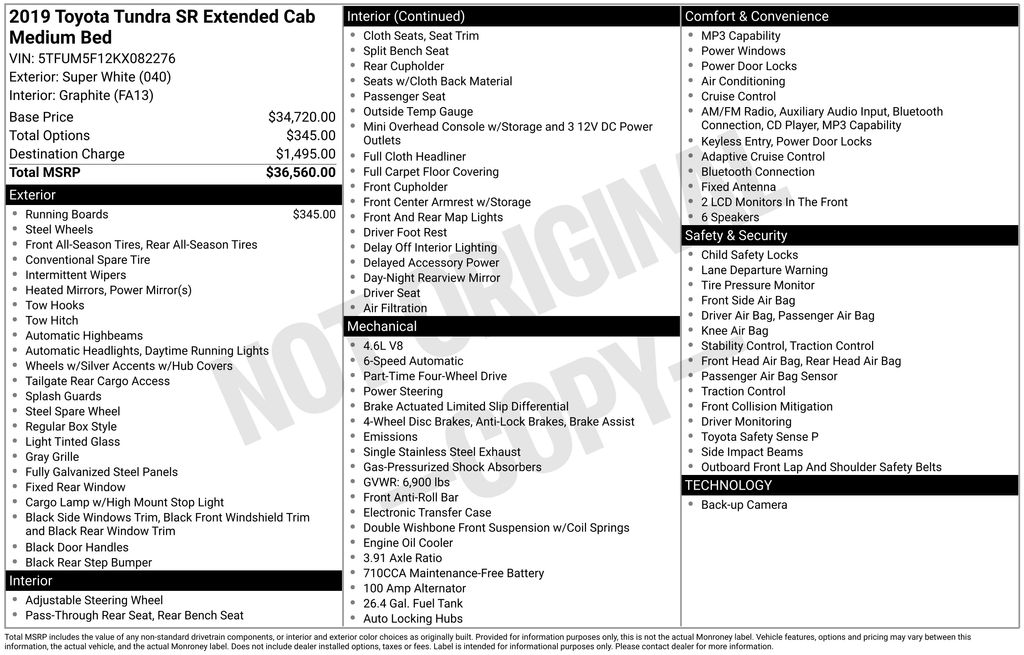 2019 Toyota Tundra SR White at Mazda of Columbia
