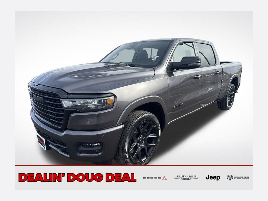 Gray (Granite Crystal Metallic Clearcoat) 2026 RAM 1500 Laramie Crew Cab 4WD Pickup Truck Four-Wheel Drive 8-Speed Automatic