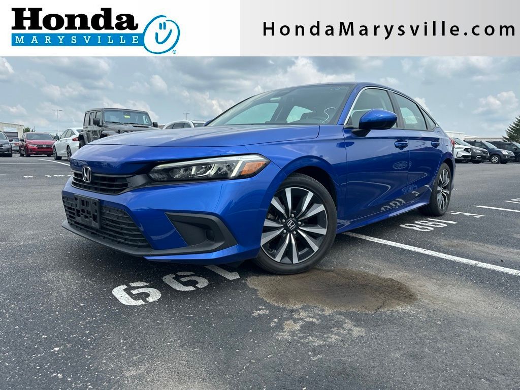 Aegean Blue Metallic 2023 Honda Civic Sedan Front-Wheel Drive Continuously Variable Transmission