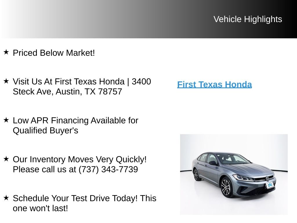 Used Car 2025 Volkswagen Jetta  1.5t Sport For Sale Under $20,000 In Austin, Texas