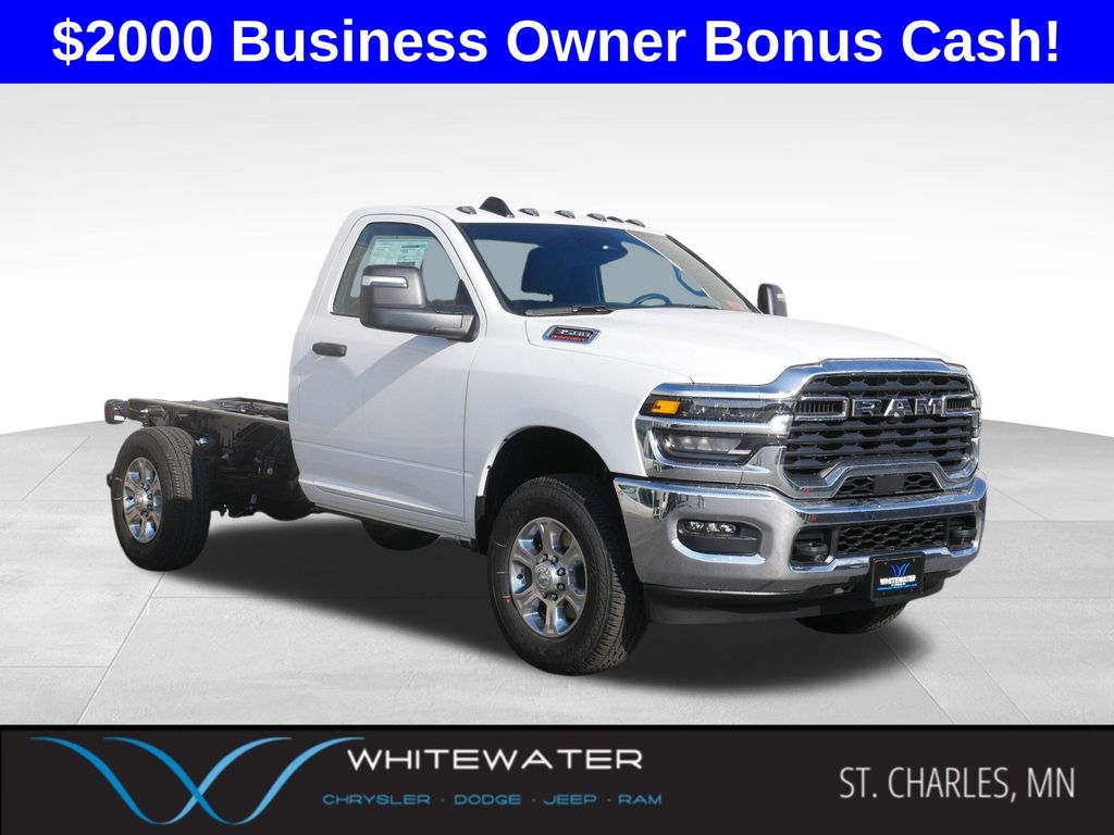 Bright White Clearcoat 2026 RAM 3500 Chassis Tradesman Regular Cab 4WD Pickup Truck Four-Wheel Drive 8-Speed Automatic