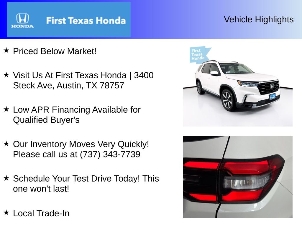 New Car 2025 Honda Pilot  Touring For Sale Under $60,000 In Austin, Texas