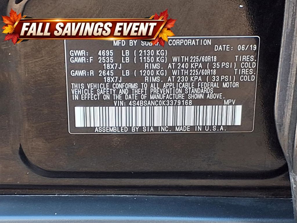2019 Subaru Outback 2.5i Black at Emmons Autoplex