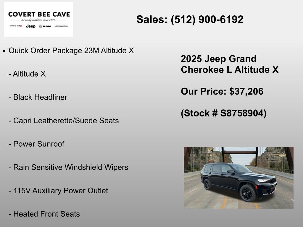 New Car 2025 Jeep Grand Cherokee L  For Sale Under $40,000 In Austin, Texas