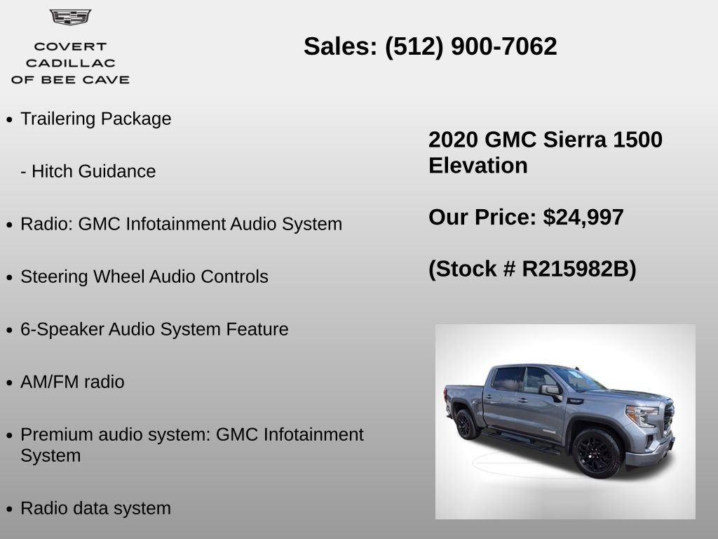 Used Car 2020 Gmc Sierra 1500  Elevation For Sale Under $25,000 In Austin, Texas