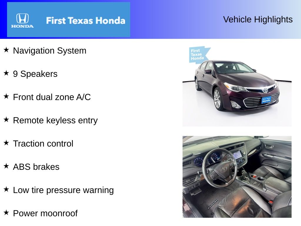 Used Car 2015 Toyota Avalon  Xle Touring For Sale Under $12,000 In Austin, Texas