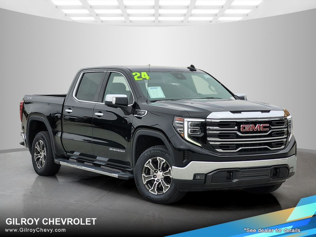 Onyx Black 2024 GMC Sierra 1500 SLT Crew Cab 4WD Pickup Truck Four-Wheel Drive Automatic