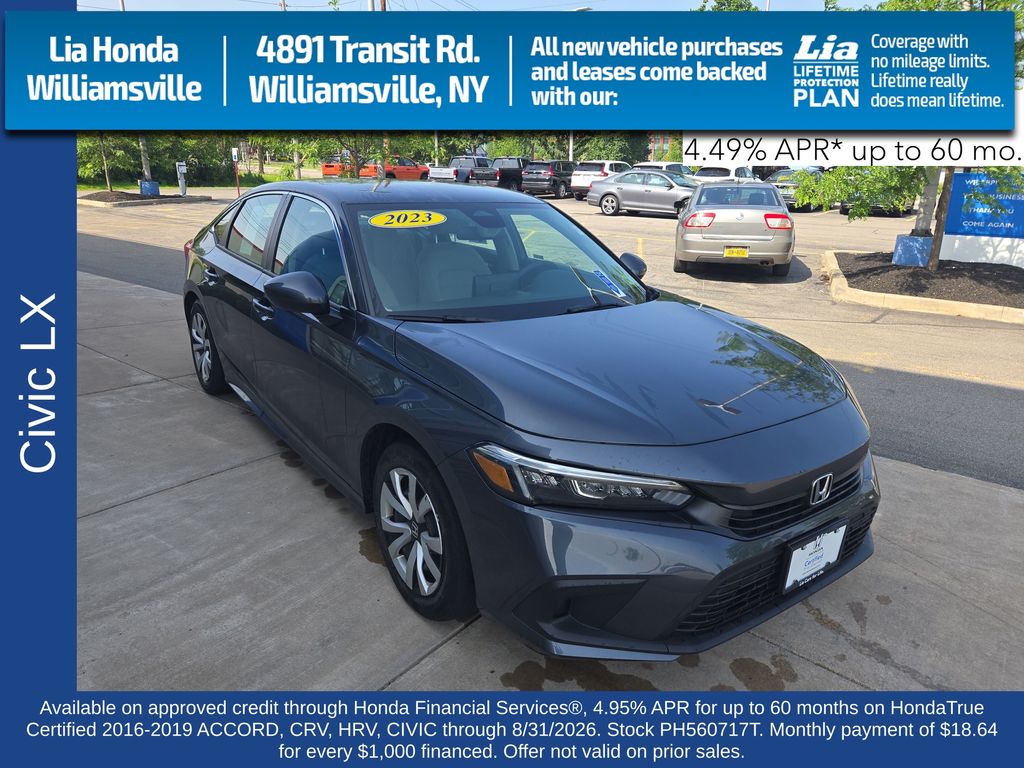 Meteorite Gray Metallic 2023 Honda Civic Sedan Front-Wheel Drive Continuously Variable Transmission