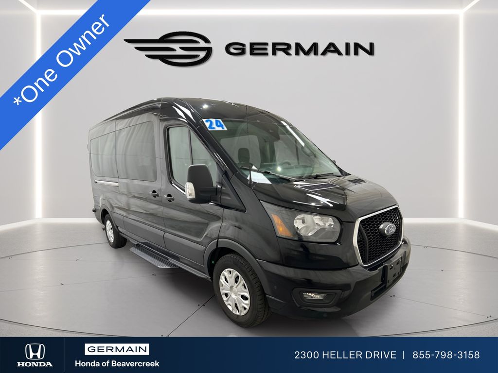 Agate Black Metallic 2024 Ford Transit Passenger 350 XLT Medium Roof LB RWD Van Rear-Wheel Drive