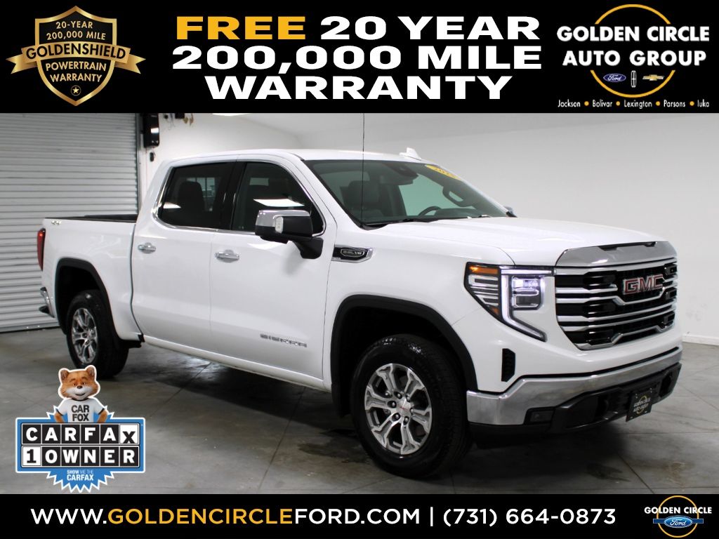 Summit White 2025 GMC Sierra 1500 SLT Crew Cab 4WD Pickup Truck Four-Wheel Drive Automatic