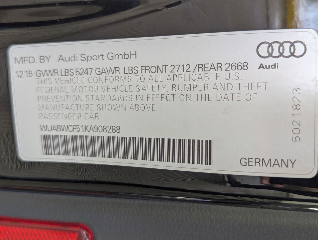 2019 Mythos Black Metallic Audi RS 5 2.9T AWD Hatchback
