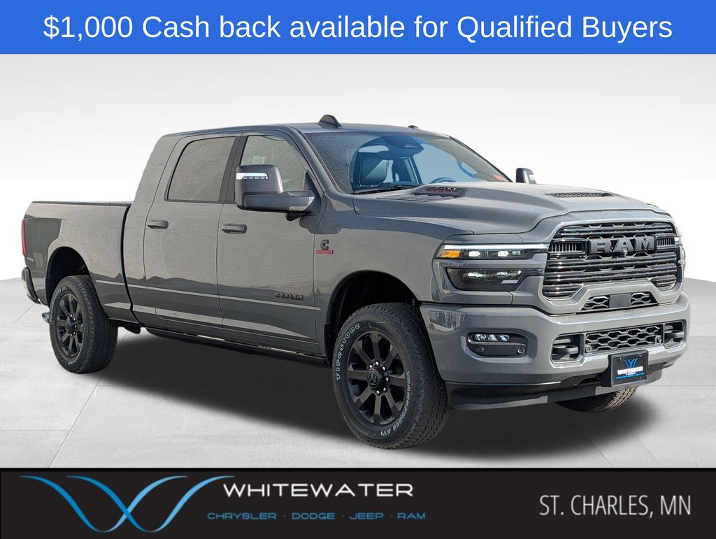 Ceramic Gray Clearcoat 2026 RAM 3500 Laramie Mega Cab 4WD Pickup Truck Four-Wheel Drive 8-Speed Automatic