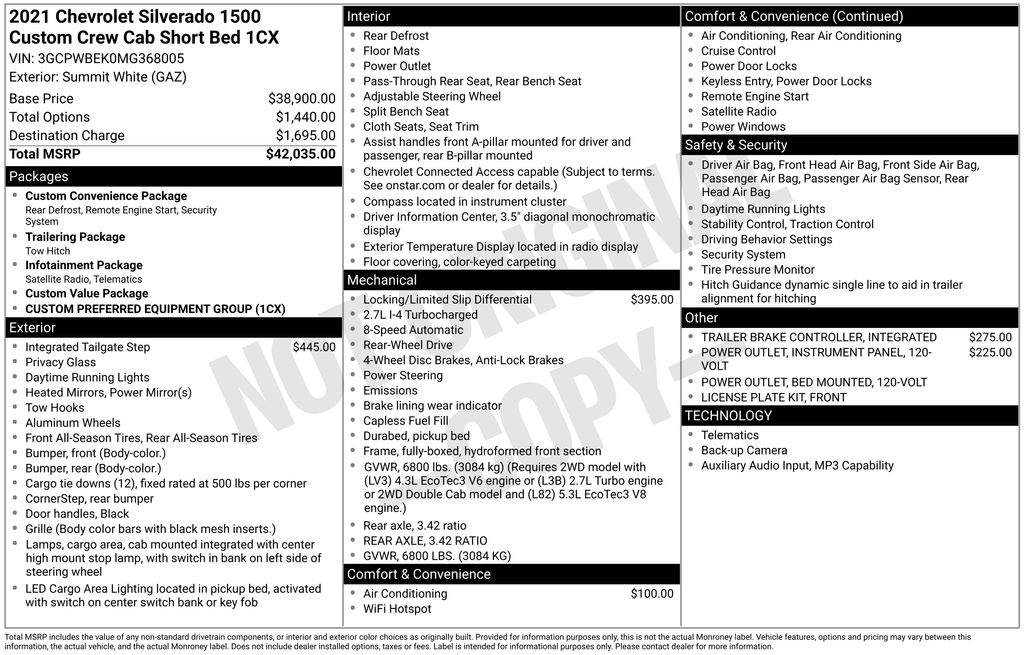 Used 2021 White Chevrolet Custom image 2