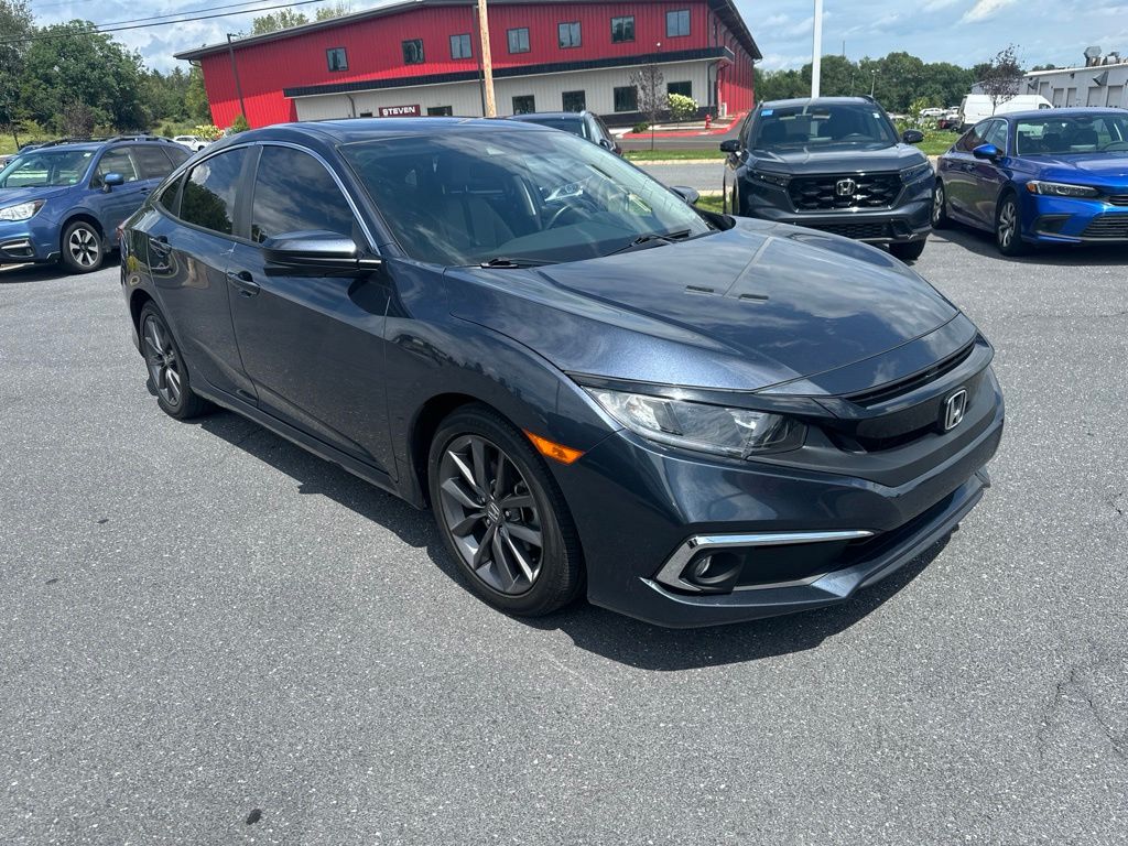 Cosmic Blue Metallic 2021 Honda Civic Sedan Front-Wheel Drive Continuously Variable Transmission