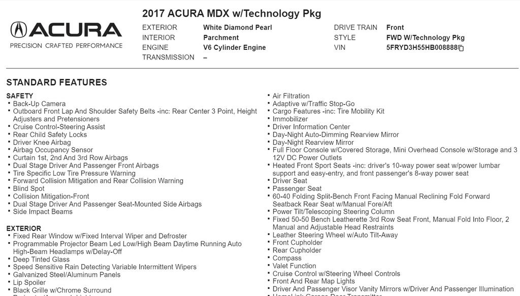 2017 Acura MDX 3.5L 20