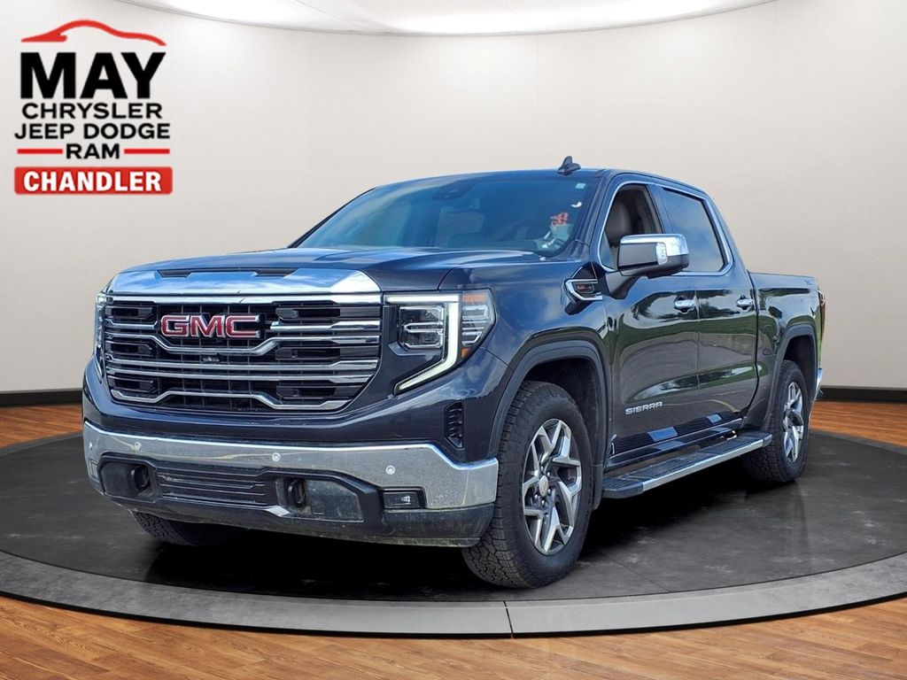 Titanium Rush Metallic 2023 GMC Sierra 1500 SLT Crew Cab 4WD Pickup Truck Four-Wheel Drive Automatic