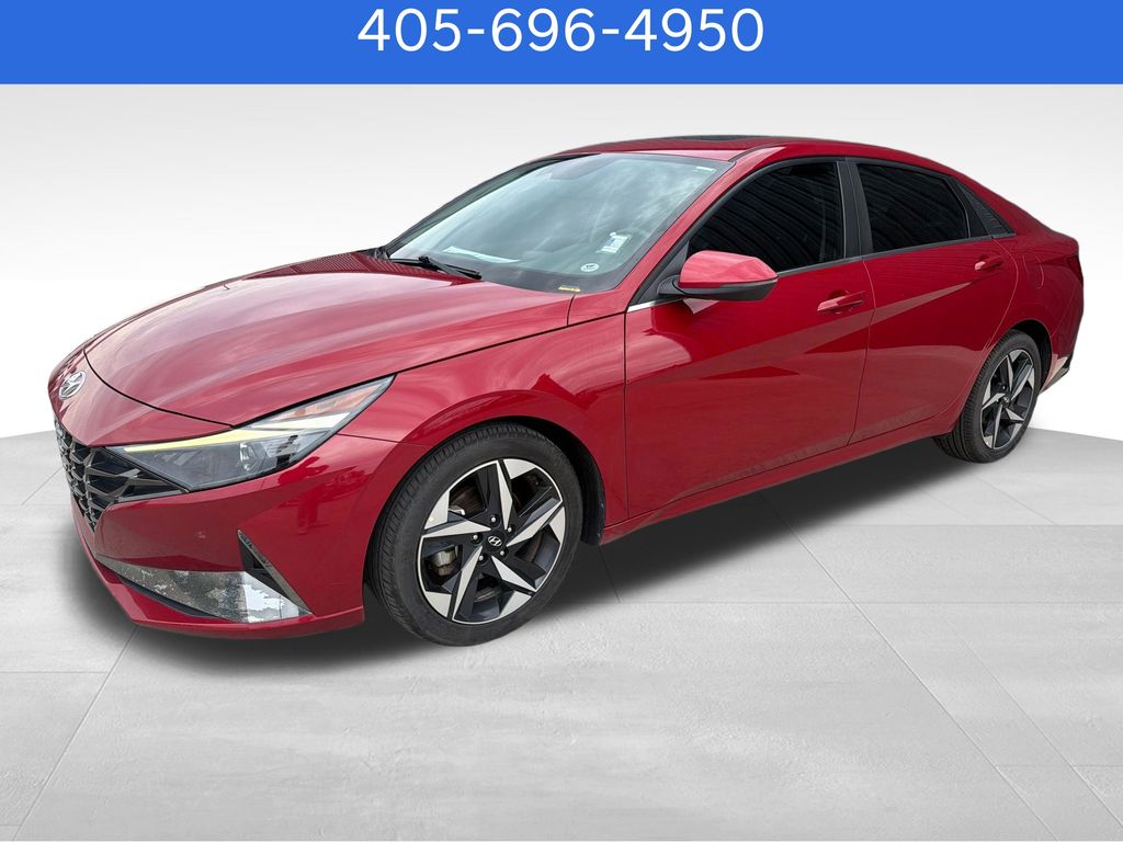 Scarlet Red Pearl 2021 Hyundai Elantra Sedan Front-Wheel Drive Continuously Variable Transmission