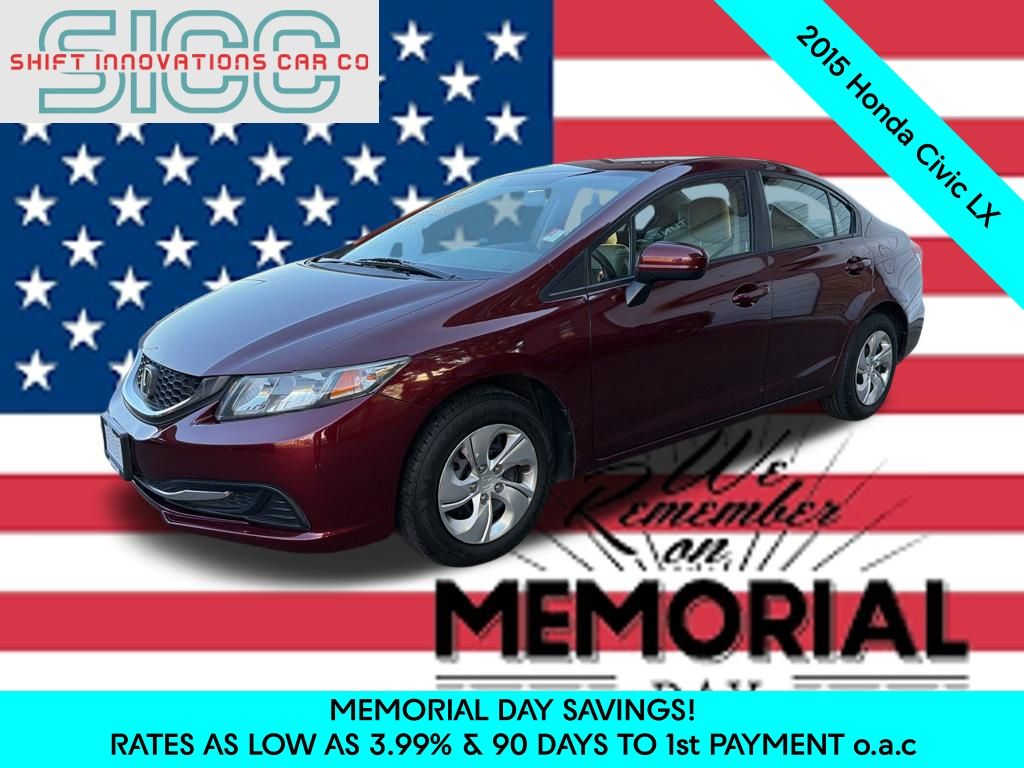 Red 2015 Honda Civic LX Sedan Front-Wheel Drive Continuously Variable Transmission