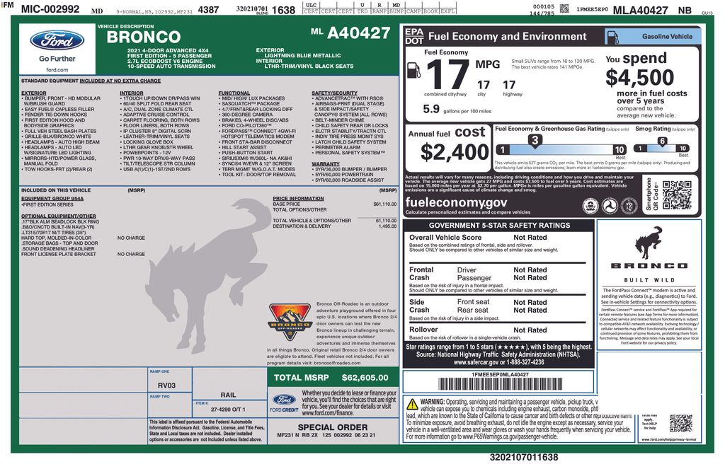 Used 2021 Blue Ford First Edition image 6
