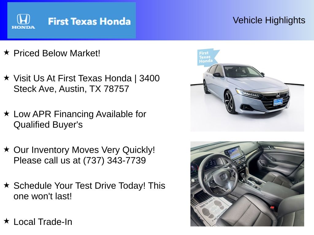 Used Car 2022 Honda Accord  Sport For Sale Under $30,000 In Austin, Texas